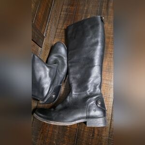 FRYE Melissa Button Side Zip Black Leather Equestrian Riding Boots Womens 8